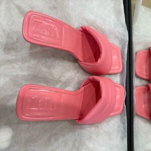 Zara heeled quilted sandal